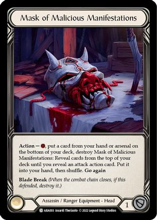 Mask of Malicious Manifestations (ARA003) [Blitz Deck: Outsiders - Arakni] - Deck Out Gaming