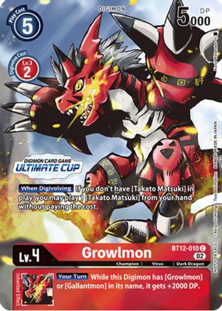 Growlmon (Ultimate Cup) (BT12-010) [Across Time] - Deck Out Gaming