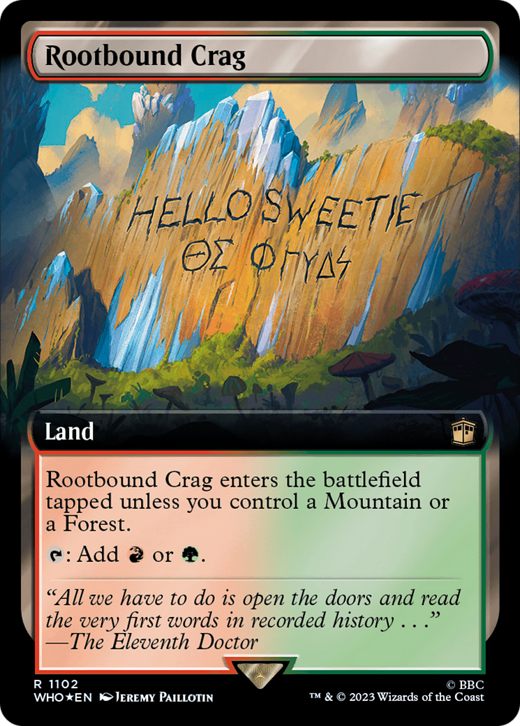 Rootbound Crag (Extended Art) (Surge Foil) (1102) [Doctor Who] foil - Deck Out Gaming