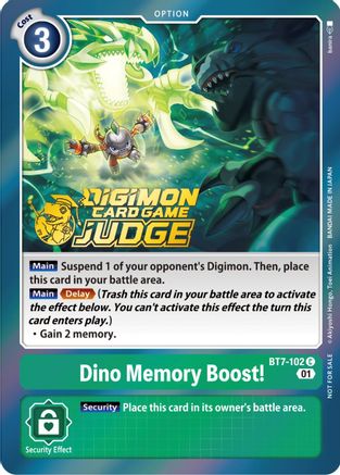 Dino Memory Boost! (Judge Pack 3) (BT7-102) [Next Adventure] Foil - Deck Out Gaming