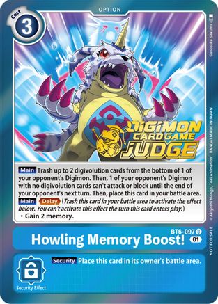 Howling Memory Boost! (Judge Pack 3) (BT6-097) [Double Diamond] Foil - Deck Out Gaming