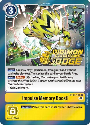 Impulse Memory Boost! (Judge Pack 3) (BT10-100) [Xros Encounter] Foil - Deck Out Gaming