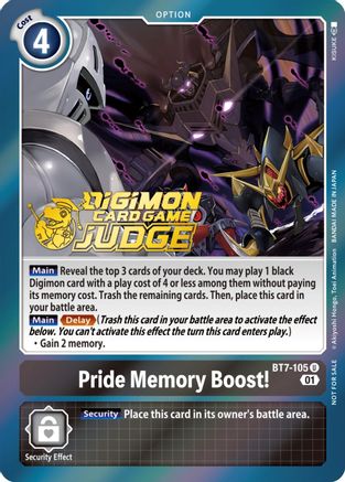 Pride Memory Boost! (Judge Pack 3) (BT7-105) [Next Adventure] Foil - Deck Out Gaming