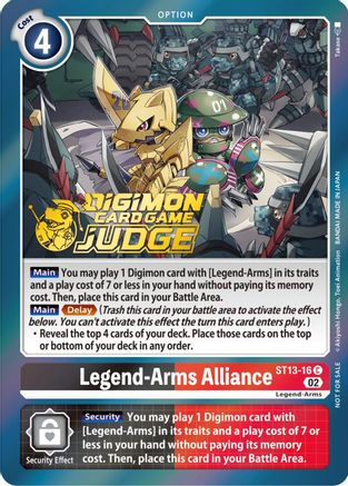 Legend-Arms Alliance (Judge Pack 3) (ST13-16) [Starter Deck 13: Ragnaloardmon] Foil - Deck Out Gaming