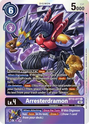 Arresterdramon (Box Topper) (BT12-077) [Across Time] Foil - Deck Out Gaming