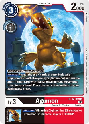 Agumon - BT12-059 (BT12-059) [Across Time] - Deck Out Gaming