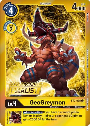 GeoGreymon (2023 Regionals Finalist) (BT2-035) [Release Special Booster] Foil - Deck Out Gaming