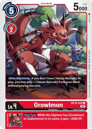 Growlmon (BT12-010) [Across Time] - Deck Out Gaming