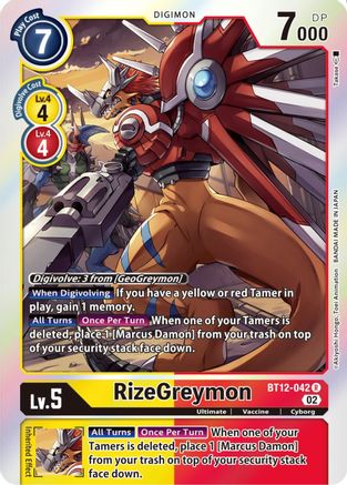 RizeGreymon (BT12-042) [Across Time] Foil - Deck Out Gaming