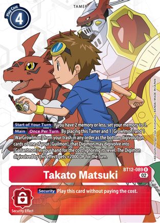 Takato Matsuki (Alternate Art) (BT12-089) [Across Time] Foil - Deck Out Gaming