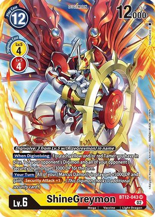 ShineGreymon (Alternate Art) (BT12-043) [Across Time] Foil - Deck Out Gaming