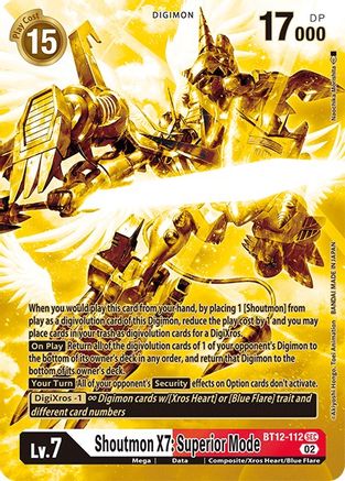 Shoutmon X7: Superior Mode (Alternate Art) (Gold) (BT12-112) [Across Time] Foil - Deck Out Gaming