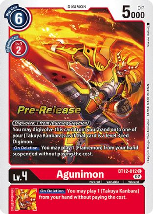 Agunimon (BT12-012) [Across Time Pre-Release Cards] - Deck Out Gaming