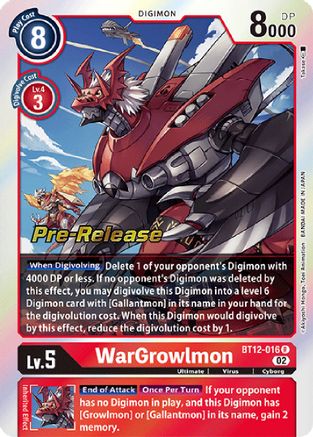 WarGrowlmon (BT12-016) [Across Time Pre-Release Cards] Foil - Deck Out Gaming