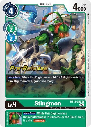 Stingmon (BT12-050) [Across Time Pre-Release Cards] Foil - Deck Out Gaming