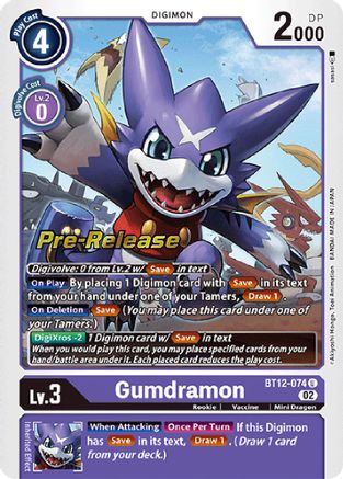 Gumdramon (BT12-074) [Across Time Pre-Release Cards] Foil - Deck Out Gaming