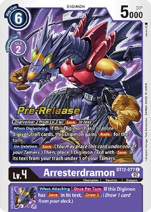 Arresterdramon (BT12-077) [Across Time Pre-Release Cards] - Deck Out Gaming