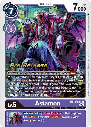 Astamon (BT12-081) [Across Time Pre-Release Cards] Foil - Deck Out Gaming