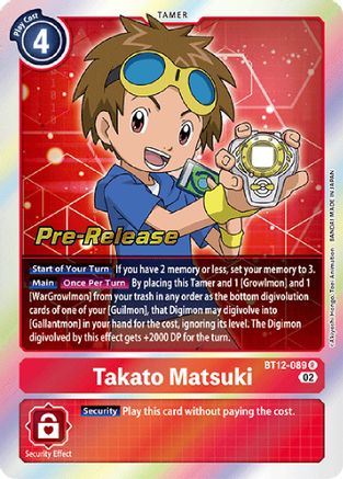 Takato Matsuki (BT12-089) [Across Time Pre-Release Cards] Foil - Deck Out Gaming