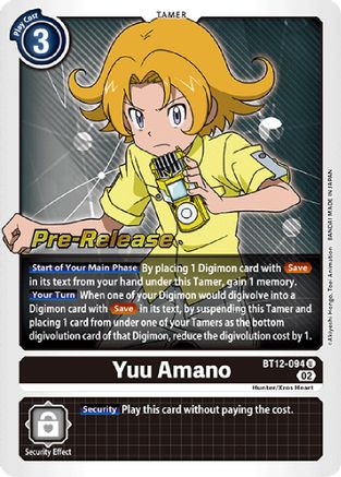 Yuu Amano (BT12-094) [Across Time Pre-Release Cards] Foil - Deck Out Gaming