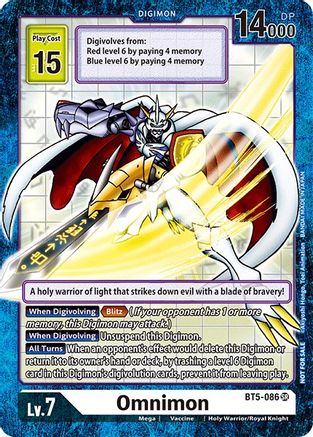 Omnimon (Across Time Box Promo) (BT5-086) [Battle of Omni] Foil - Deck Out Gaming