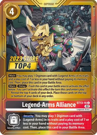 Legend-Arms Alliance (2023 Store Top 4) (ST13-16) [Starter Deck 13: Ragnaloardmon] Foil - Deck Out Gaming