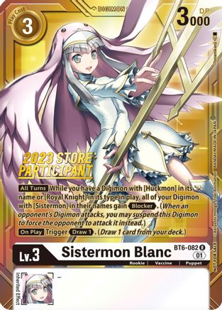 Sistermon Blanc (2023 Store Participant) (BT6-082) [Double Diamond] Foil - Deck Out Gaming