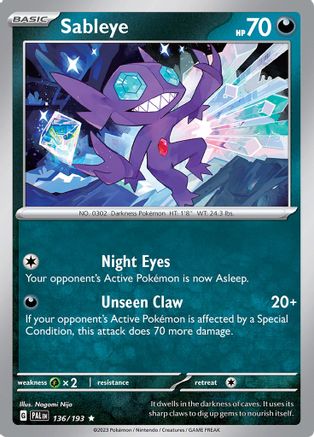 Sableye (136) [SV02: Paldea Evolved] Reverse Holofoil - Deck Out Gaming