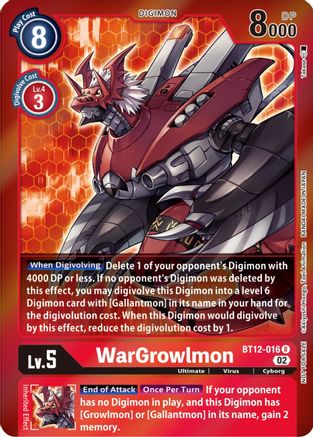 WarGrowlmon (Tamer Party -Special-) (BT12-016) [Across Time] Foil - Deck Out Gaming