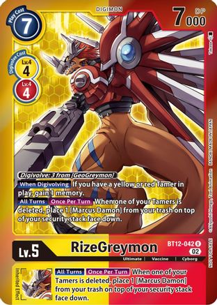 RizeGreymon (Tamer Party -Special-) (BT12-042) [Across Time] Foil - Deck Out Gaming