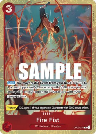 Fire Fist (Alternate Art) (OP03-018) [Pillars of Strength] Foil - Deck Out Gaming