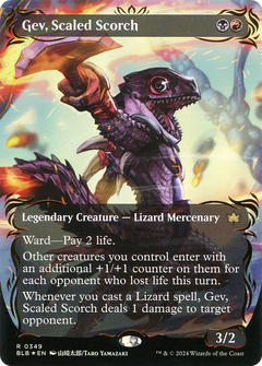 Gev, Scaled Scorch (Borderless) (Raised Foil) (349) [Bloomburrow] foil - Deck Out Gaming