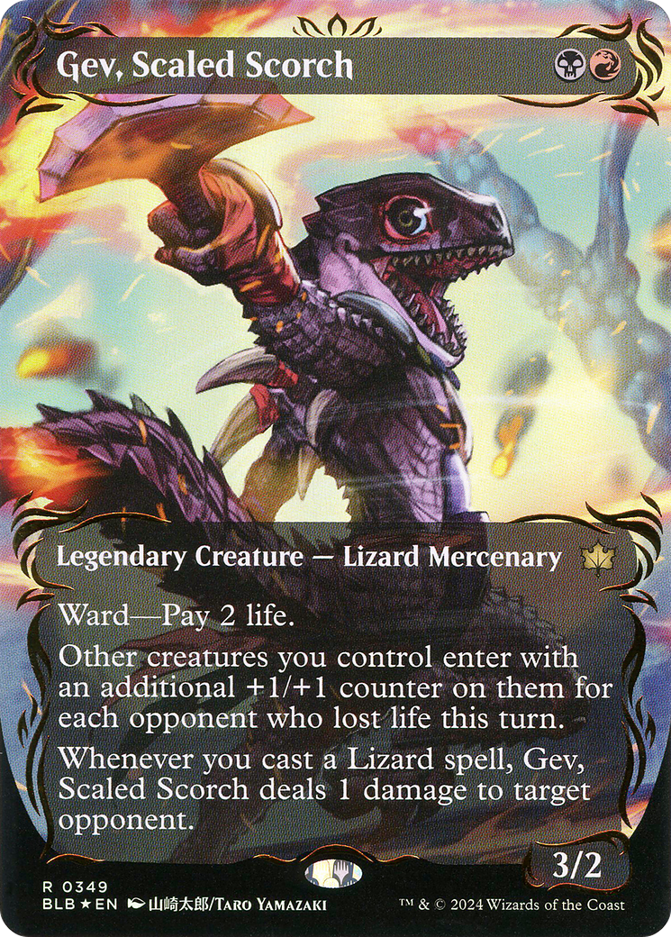 Gev, Scaled Scorch (Borderless) (Raised Foil) (349) [Bloomburrow] foil - Deck Out Gaming