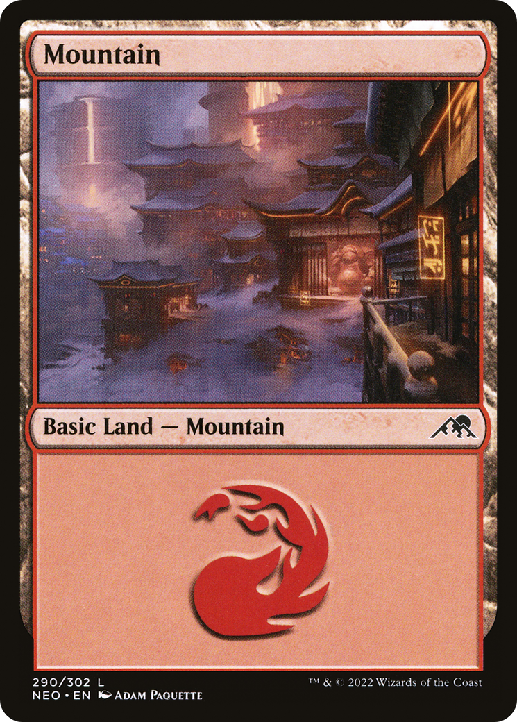 Mountain (290) (290) [Kamigawa: Neon Dynasty] - Deck Out Gaming