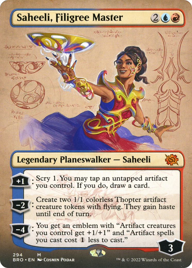 Saheeli, Filigree Master (Borderless) (294) [The Brothers' War] foil - Deck Out Gaming