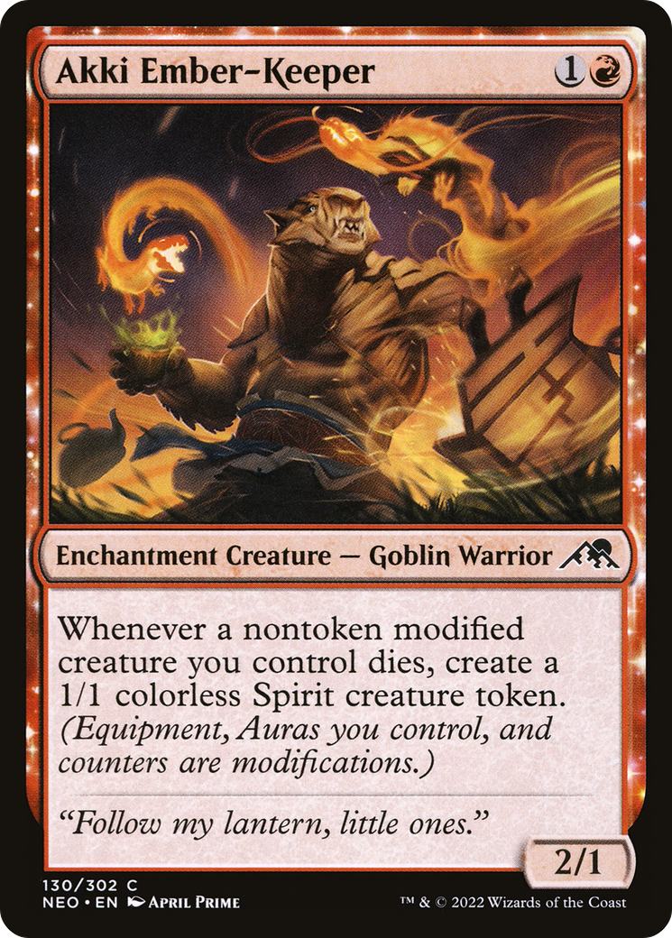 Akki Ember-Keeper (130) [Kamigawa: Neon Dynasty] foil - Deck Out Gaming