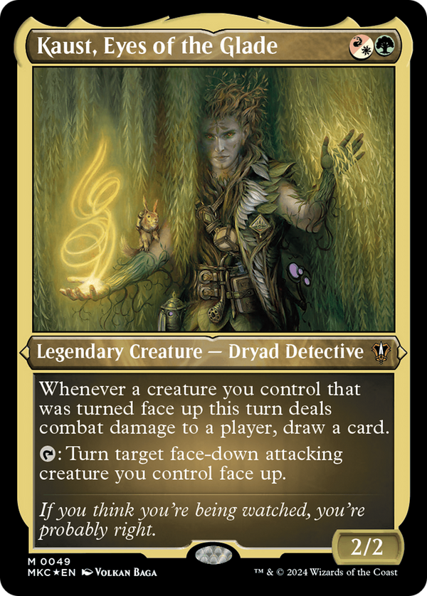 Kaust, Eyes of the Glade (Display Commander) - Thick Stock (49) [Murders at Karlov Manor Commander] foil - Deck Out Gaming