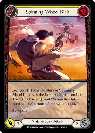 Spinning Wheel Kick (Yellow) - LGS142 (LGS142) [Flesh and Blood: Promo Cards] Rainbow Foil - Deck Out Gaming