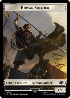 Human Soldier (0002) // Food (0010) Double-Sided Token (2) [Universes Beyond: The Lord of the Rings: Tales of Middle-earth] foil - Deck Out Gaming