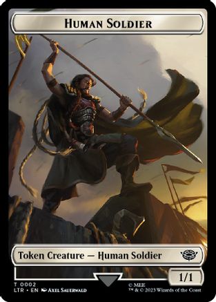 Human Soldier (0002) // Food (0010) Double-Sided Token (2) [Universes Beyond: The Lord of the Rings: Tales of Middle-earth] foil - Deck Out Gaming