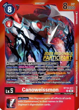 Canoweissmon (2023 Regionals Participant) (BT10-011) [Xros Encounter] Foil - Deck Out Gaming