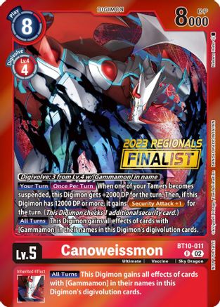 Canoweissmon (2023 Regionals Finalist) (BT10-011) [Xros Encounter] Foil - Deck Out Gaming