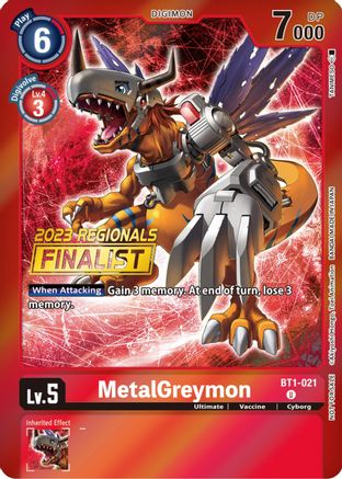 MetalGreymon - BT1-021 (2023 Regionals Finalist) (BT1-021) [Release Special Booster] Foil - Deck Out Gaming