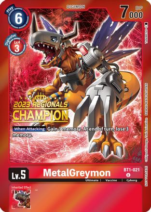 MetalGreymon - BT1-021 (2023 Regionals Champion) (BT1-021) [Release Special Booster] Foil - Deck Out Gaming