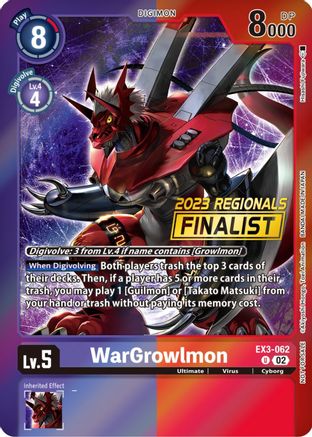 WarGrowlmon (2023 Regionals Finalist) (EX3-062) [Draconic Roar] Foil - Deck Out Gaming