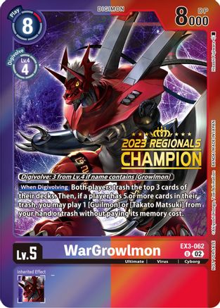 WarGrowlmon (2023 Regionals Champion) (EX3-062) [Draconic Roar] Foil - Deck Out Gaming