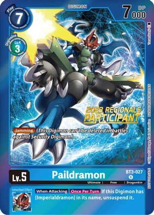 Paildramon (2023 Regionals Participant) (BT3-027) [Release Special Booster] Foil - Deck Out Gaming