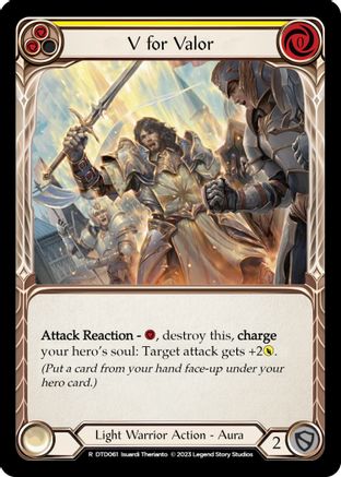 V for Valor (Yellow) (DTD061) [Dusk till Dawn] Rainbow Foil - Deck Out Gaming