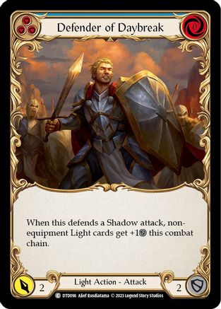 Defender of Daybreak (Blue) (DTD096) [Dusk till Dawn] Rainbow Foil - Deck Out Gaming