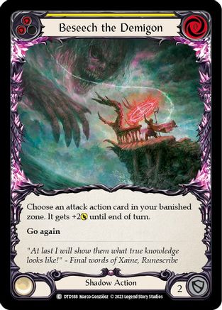 Beseech the Demigon (Yellow) (DTD188) [Dusk till Dawn] - Deck Out Gaming